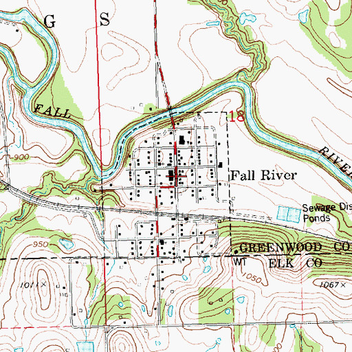 Topographic Map of Fall River Fire Department, KS