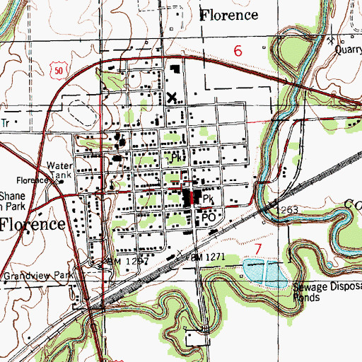 Topographic Map of Florence Fire Department, KS