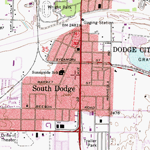 Topographic Map of Ford County Fire And Emergency Medical Services South Station, KS