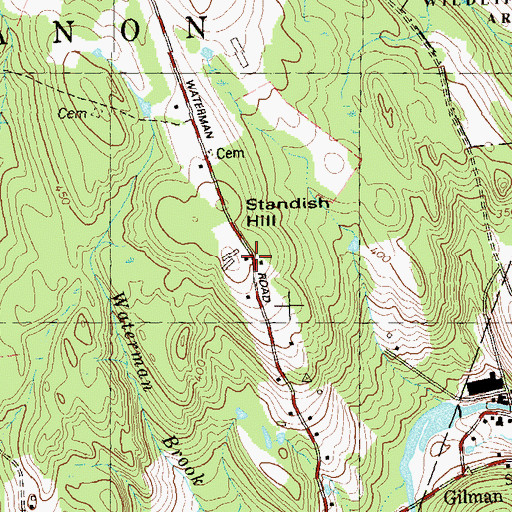 Topographic Map of Standish Hill, CT