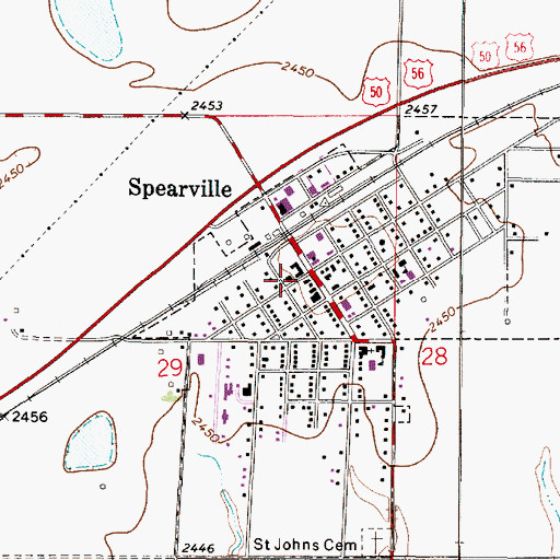 Topographic Map of Ford County Fire and Emergency Medical Services Station 5, KS