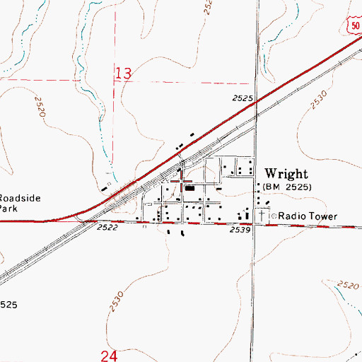 Topographic Map of Ford County Fire Department Station 8, KS