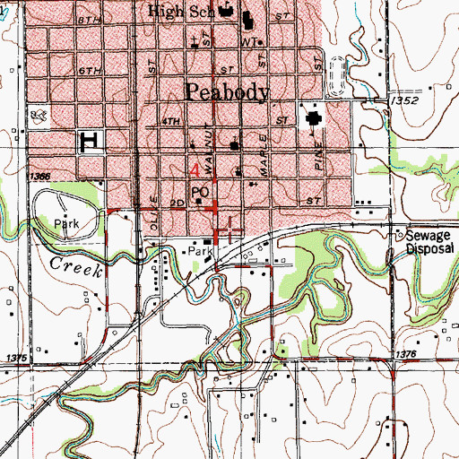 Topographic Map of Marion County Fire District 4, KS