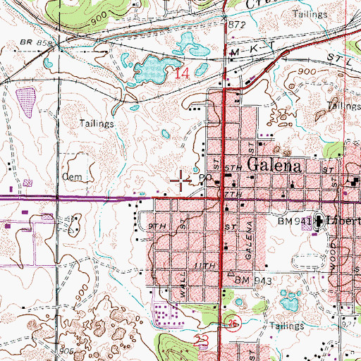 Topographic Map of Galena Fire Department Station 1, KS