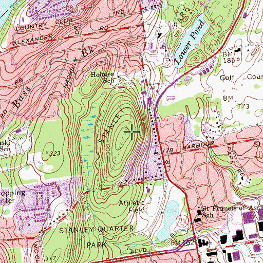 Topographic Map of Stanley Park, CT