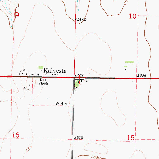 Topographic Map of Garfield Township Fire Department Station 1, KS