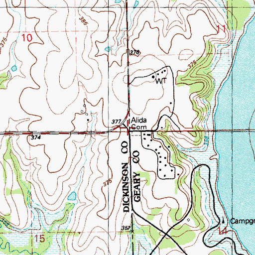 Topographic Map of Geary County Rural Fire Department Station 10, KS