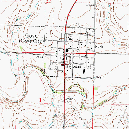 Topographic Map of Gove City Fire Department, KS