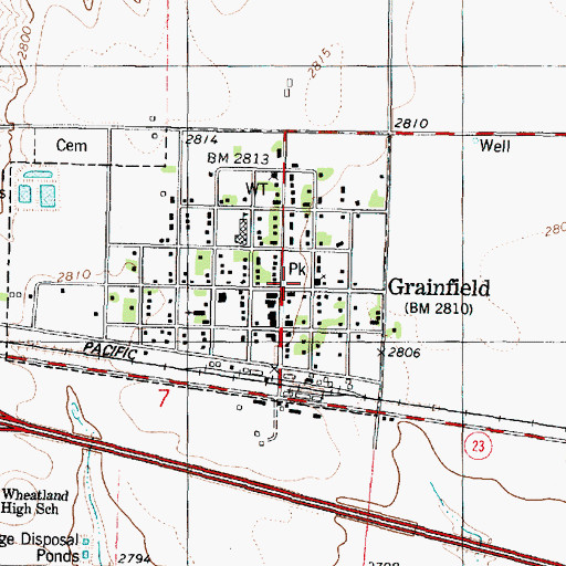 Topographic Map of Grainfield Fire Department, KS