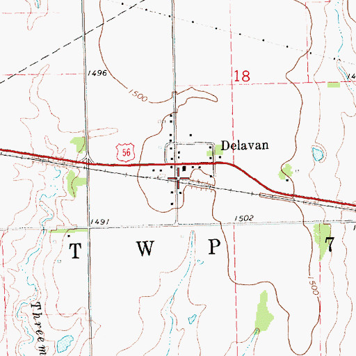 Topographic Map of Grandview Fire District 5 Delavan Station, KS