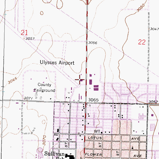 Topographic Map of Grant County Fire Department, KS
