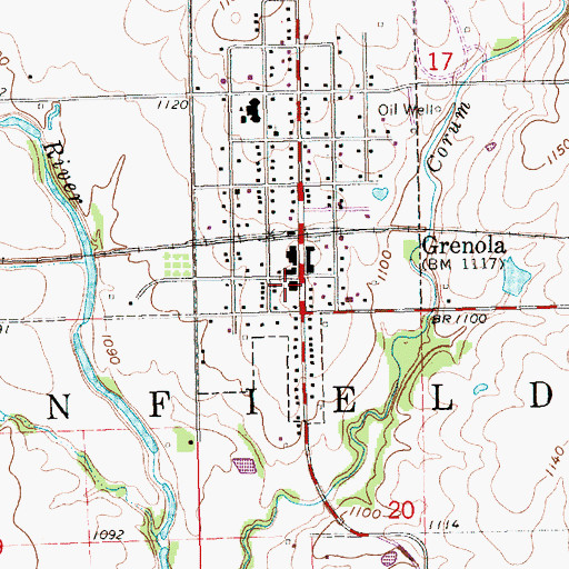 Topographic Map of Grenola Fire Department, KS