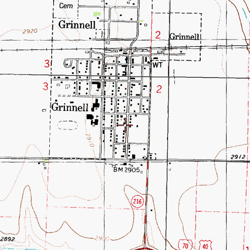Topographic Map of Grinnell City Rural Fire Department, KS