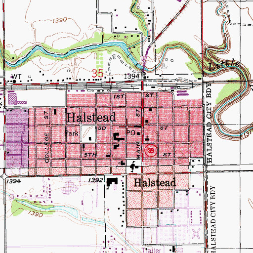 Topographic Map of Halstead Fire and Emergency Medical Services, KS