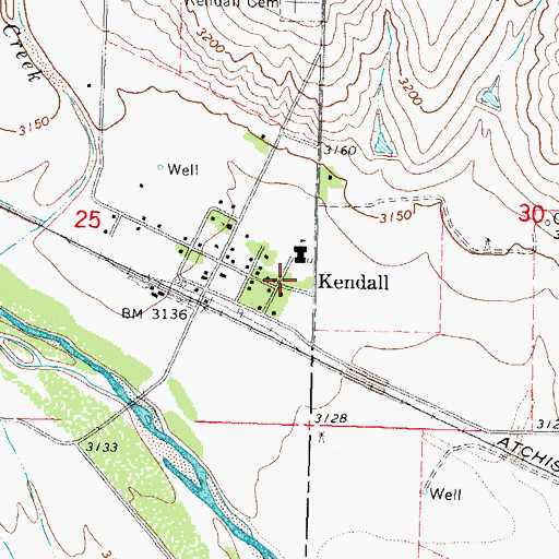 Topographic Map of Hamilton County Fire Department Station 2, KS