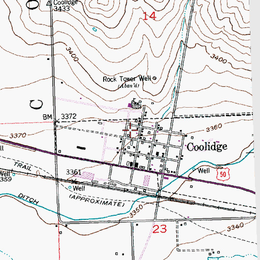 Topographic Map of Hamilton County Fire Department Station 3, KS