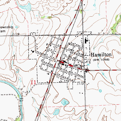 Topographic Map of Hamilton Volunteer Fire Department, KS