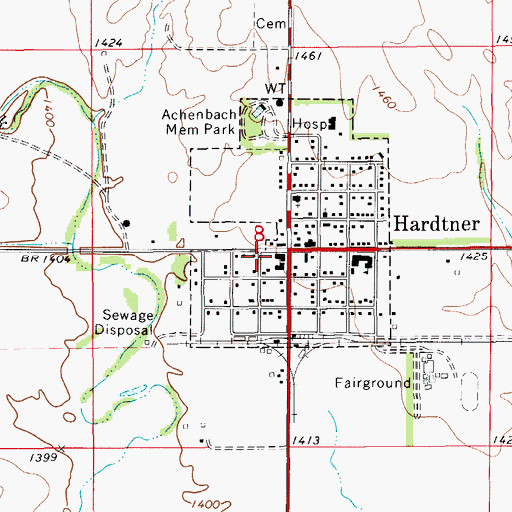 Topographic Map of Hardtner Volunteer Fire Department, KS