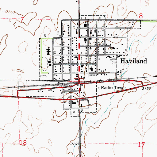 Topographic Map of Haviland Volunteer Fire Department, KS