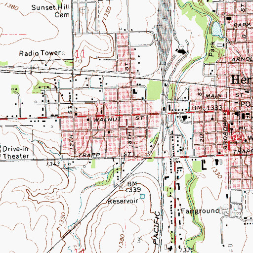 Topographic Map of Herington Fire Department Station 2, KS