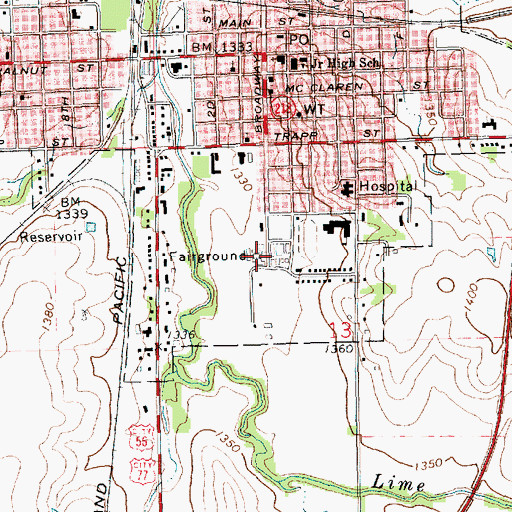 Topographic Map of Herington Fire Department Station 3, KS