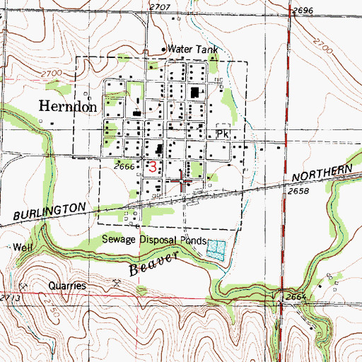Topographic Map of Herndon Fire Department, KS