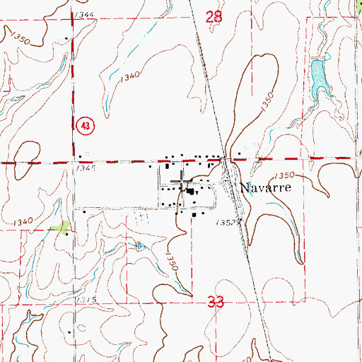 Topographic Map of Hope Rural Fire Department Station 2, KS