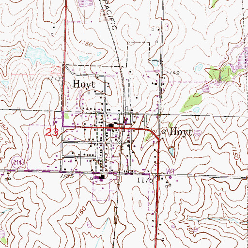 Topographic Map of Hoyt Rural Fire District 3, KS