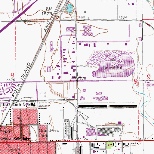 Topographic Map of Hutchinson Fire Department Station 4, KS