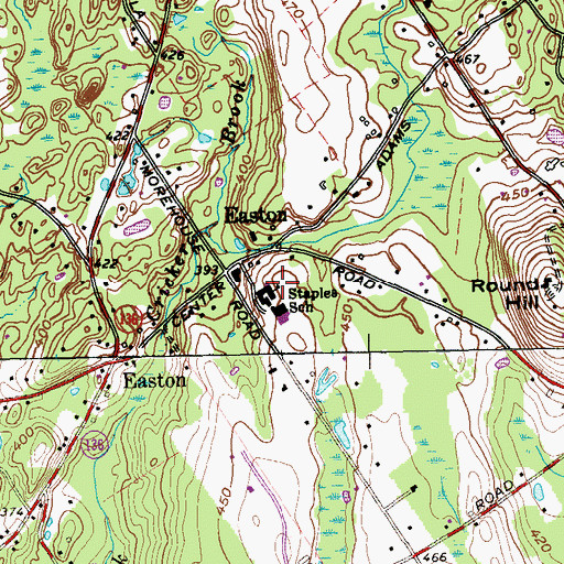 Topographic Map of Samuel Staples Elementary School, CT