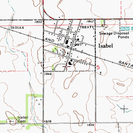 Topographic Map of Isabel Fire Department, KS