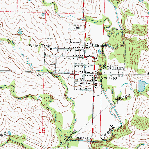 Topographic Map of Jackson County Rural Fire District 2 Soldier Station, KS