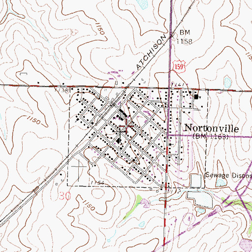 Topographic Map of Jefferson County Fire Department 12 Nortonville, KS