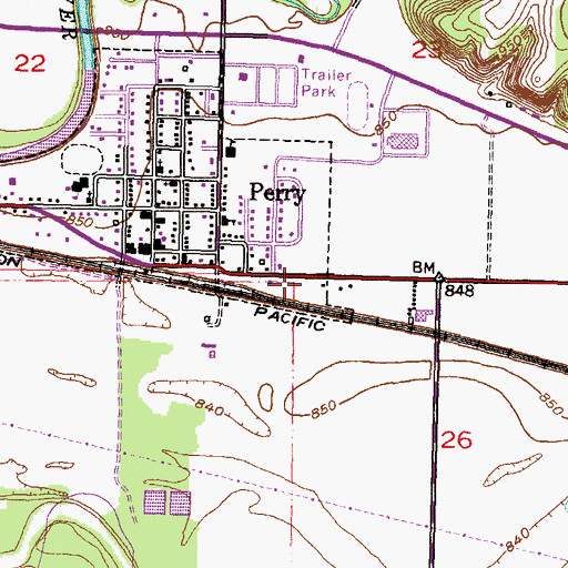 Topographic Map of Jefferson County Fire Department 2 Perry, KS
