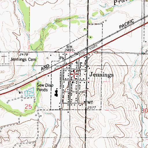 Topographic Map of Jennings Fire Department, KS