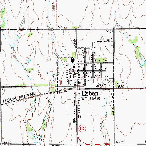 Topographic Map of Jewell County Rural Fire Department 3 Esbon, KS