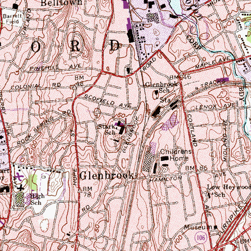 Topographic Map of Julia A Stark School, CT