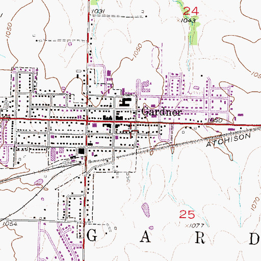 Topographic Map of Johnson County Fire District 1 Station 123, KS