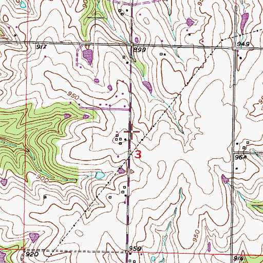 Topographic Map of Johnson County Rural Fire District 3 Station 1, KS