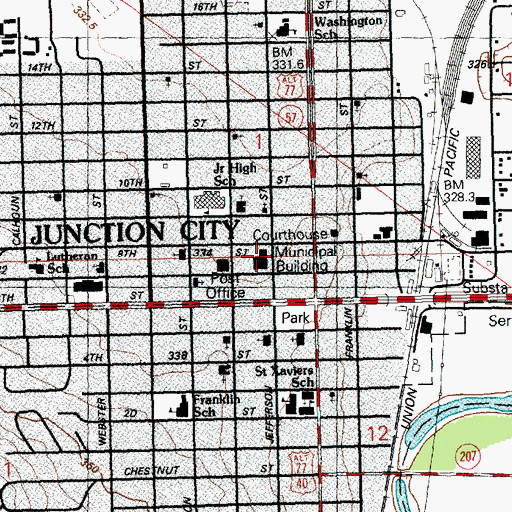 Topographic Map of Junction City Fire Department Headquarters, KS