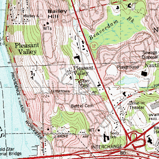 Topographic Map of Starr Cemetery, CT