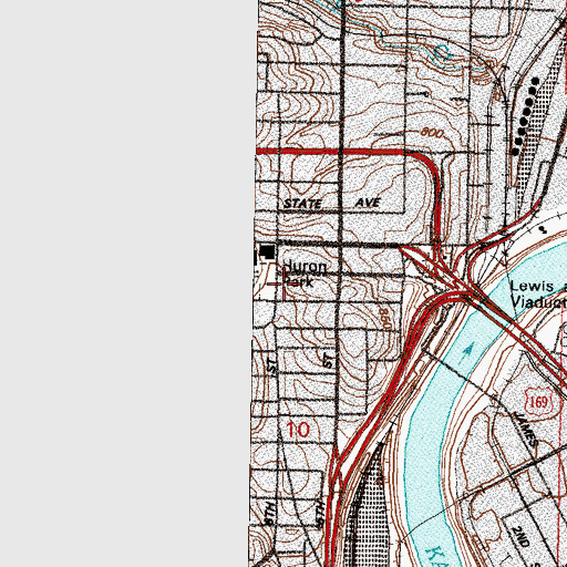 Topographic Map of Kansas City Kansas Fire Department Station 1, KS