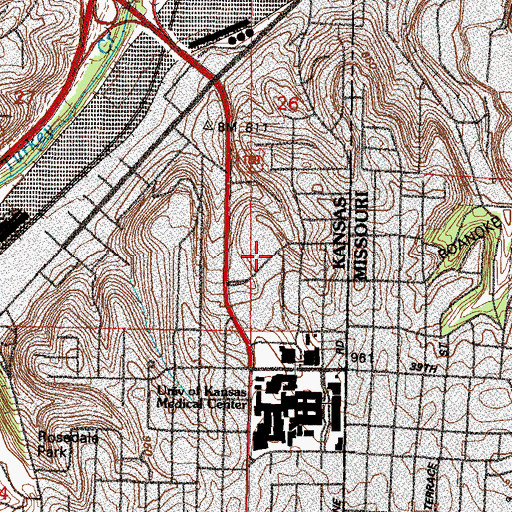 Topographic Map of Kansas City Kansas Fire Department Station 10, KS
