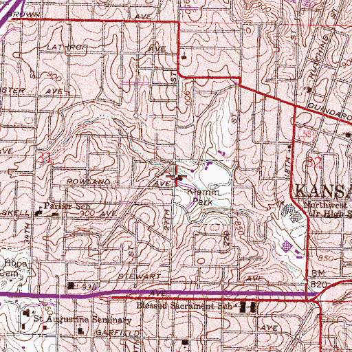 Topographic Map of Kansas City Kansas Fire Department Station 14, KS