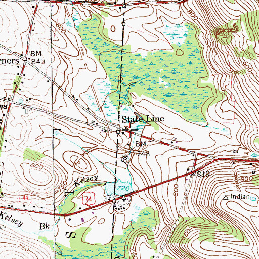 Topographic Map of State Line, CT
