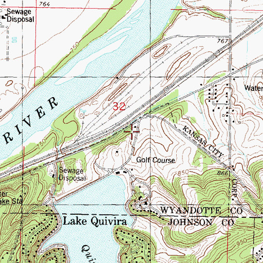 Topographic Map of Lake Quivira Fire Department, KS