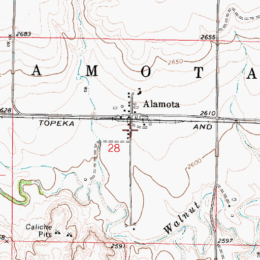 Topographic Map of Lane County Rural Fire Department Alamota Station, KS