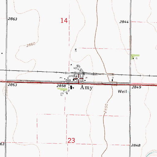 Topographic Map of Lane County Rural Fire Department Amy Station, KS
