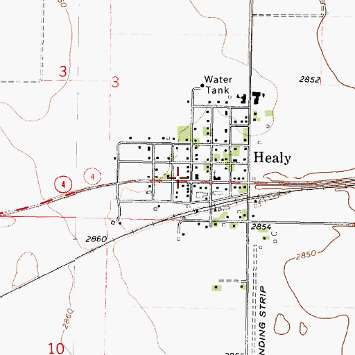 Topographic Map of Lane County Rural Fire Department Healy Station, KS
