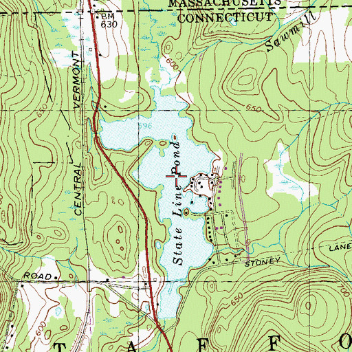 Topographic Map of State Line Pond, CT